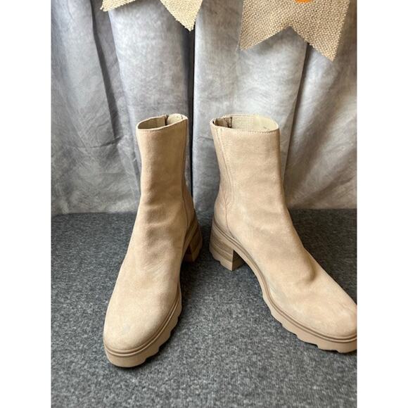 Dolce Vita Martey H2O Taupe Suede Waterproof Chelsea Lug Sole Boots Womens 8 - Picture 7 of 11